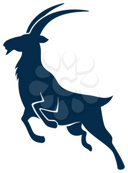 Gazelle or antelope isolated animal silhouette. Vector wild jumping goat, hunting sport mascot