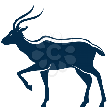 Antelope or gazelle silhouette isolated wild animal. Vector springbok or gemsbok, young oryx