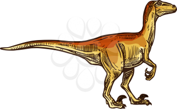 T-rex isolated beige dinosaur sketch. Vector cartoon tyrannosaurus prehistoric extinct animal
