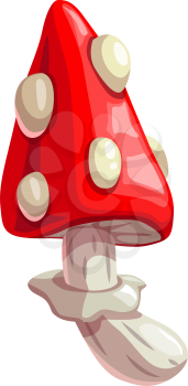 Amanita mushroom cartoon icon. Vector isolated poisonous toadstool amanita, Halloween witch potion mushroom