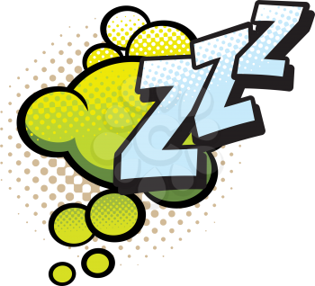 Comic book sound cloud, bubble chat cartoon icon. Vector Zzz sleeping snore sound blast cloud, comic book halftone art
