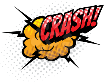 Comic book sound blast, Crash explosion cloud bubble, cartoon halftone  icon. Vector Crash sound blast, pop art burst bang cloud with lightning  #2873079 