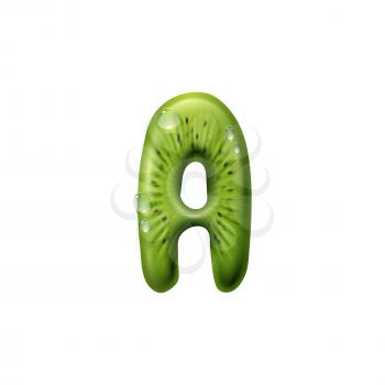 A letter of kiwi tropical fruit isolated summer food ABC element. Vector typography sign, capital A