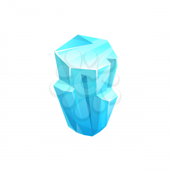 Ice crystal icon of rock iceberg, cold cube of snow, blue vector block. Winter frozen water or gem, isolated icicle, arctic ice crystal rock or frost glass diamond, glacier or cracked stalagmite