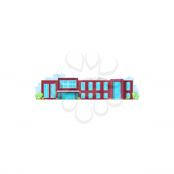 School college, university campus building, flat vector icon of education house. Schoolhouse or preschool academy, and student study center, high school or university college building