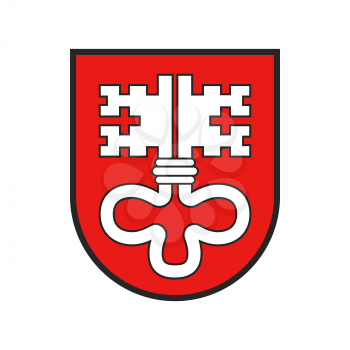 Switzerland, Swiss canton flag or Schweiz crest heraldry of city state, vector icon. Swiss canton symbol and coat of arms of Nidwalden, national heraldic sign on shield with key emblem