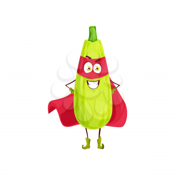 Cartoon squash super hero isolated vector icon. Funny vegetable in red superhero cloak and mask stand with arms akimbo. Fairytale character, healthy vitamin food personage