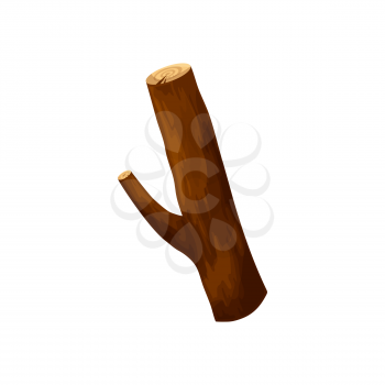Branch of tree with limb isolated flat cartoon icon. Vector bare naked autumn branch of birch, oak or maple tree. Firewood log, wooden driftwood stump, organic bare trunk of pine or fir plant