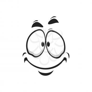 Satisfied emoji, support center bot avatar with kind smile isolated laughing head, world smile day symbol. Happy smiley with laughing mouth, emoticon emoji sticker, person chatbot in good mood
