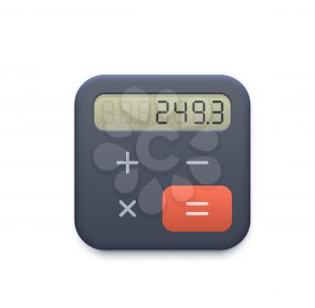 Business calculator web icon with display and buttons. Accounting, finance or business mobile phone application icon, accounting program or online service UI calculation 3d realistic vector pictogram