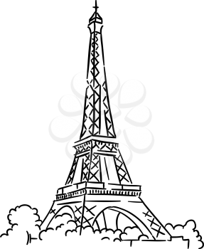 Eiffel tower in Paris, France. Sketch vector illustration
