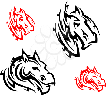Tribal horses tattoos isolated on white background