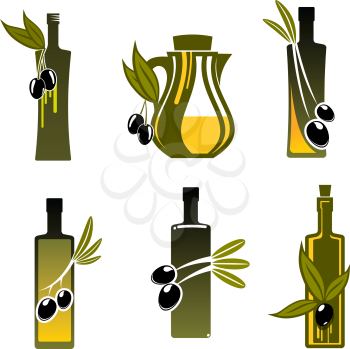 Bottles with olive oil for bio food design