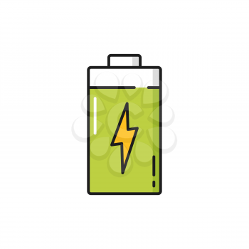 Thunder bolt lighting power battery isolated color line icon. Vector quick charge emblem, renewable energy clean environment. Thunder and bolt lighting flash, thunderbolt light, charging object sign