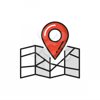 Parcel tracking, gps delivery, map point location isolated flat icon. Vector navigation and point location, place delivery. Deliver location map pin, fastfood fast online order and shipping services
