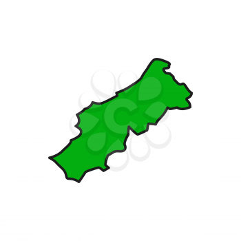 Portuguese Republic isolated map green silhouette flat line icon. Vector Portugal political map, geography symbol. European State travel landmark. Republica Portuguesa cartography and topography