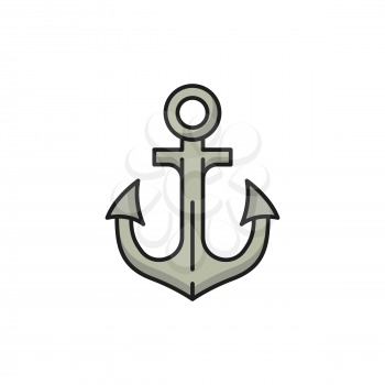 Anker anchor marine object naval heraldry isolated flat line icon. Vector symbol of Portugal seafaring, sea heraldry object. Anchoring gear, ancre coat of arms, naval marine anchor mooring ship