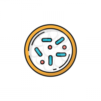 Microorganism virus bacteria cell isolated color line icon. Vector healthy organism bacteria, flat chemical microbe. Prebiotics sign, gastrointestinal therapy. Bifidobacterium, positive bacterium