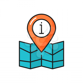 Gps location pin, destination arrow on travel map isolated line icon. Vector meeting point, advice to visit place of interest. GPS location pin, destination arrow, navigation board, position on road