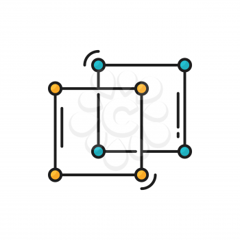 Scientific geometric formula, cube of dots lines isolated. Vector chemical and biotechnology model, solid metal. Scientific geometric formula, data cube of dots and lines, biotin structure of blocks