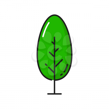 Green tree isolated thin line icon. Vector environment protection, save Earth, natural plant outline sign. Spring or summer forest tree, park or garden scenery landscape architecture object, line art