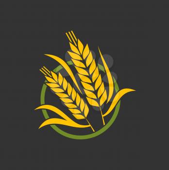 Cereal ear spike, wheat or barley and rice millet stalk vector bakery icon. Bread and grain food sign of farm agriculture, wheat spikelet or barley millet bunch, natural and organic bio product emblem