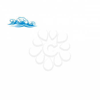 Storm in sea or ocean isolated icon. Vector blue waves on wind, splashing water swirls