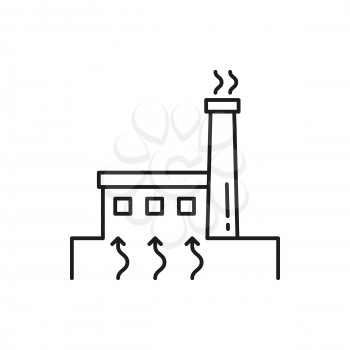 Thermal generator big modern building isolated thin in icon. Vector factory or plant generating energy, industrial towers with radiation, ecology wastes. Electrical power station nuclear reactor