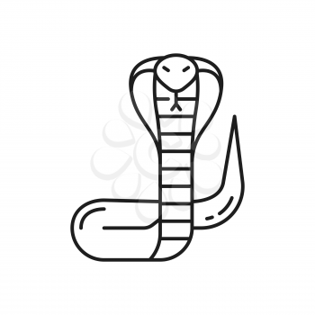 Thailand snake isolated thin line icon. Vector poisonous crawling invertebrate carling animal, linear Viper snake or rattlesnake from Thai or Thailand. Naga mamba cobra, chinese serpent with tongue