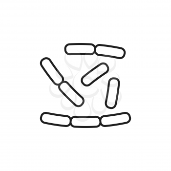 Microorganisms virus bacteria, probiotics or lactobacillus isolated thin line icon. Vector bifidobacterium, positive bacterium, healthy organism chemical microbe. Gastrointestinal therapy prebiotics