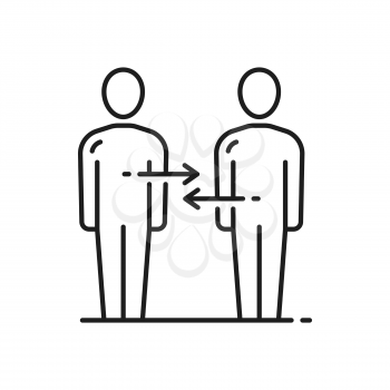 Businessman conversation, two people exchanging information isolated thin line icon. Vector linear coworkers communicating, partnership, conversation and collaboration. Teamwork cooperation