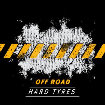 Off road vehicle tires grunge background. Car tyres threads, automobile wheel protector traces or truck marks vector. Off road racing motorsport tires shop banner with splattered mud or dirt texture