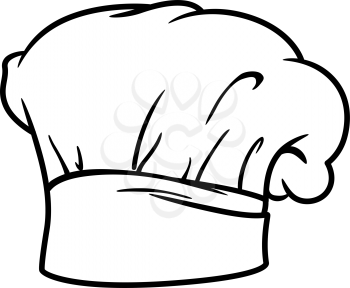 Chef hat isolated linear icon. Vector traditional chef-cook cap with folds, baker headwear