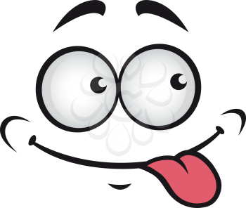 Emoticon smiling and showing tongue isolated emoji face icon. Vector comic smile expression