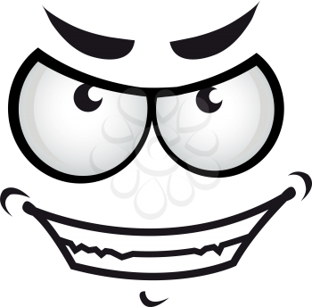 Wicked emoticon with angry smile isolated psycho face. Vector toothed maniac psychopath emoji