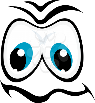 Upset emoticon, disappointed isolated face. Vector emoji with blue eyes and curved mouth