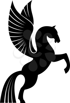 Mythical pegasus isolated winged horse. Vector heraldic animal, heraldry emblem, flying stallion