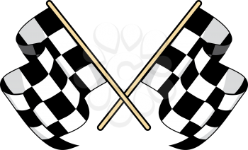 Checkered race flag flat vector illustration. Speed racing competition flag cartoon sticker. Motocross, carting championship symbol. Start, finish sign. Rally, grand prix isolated design element