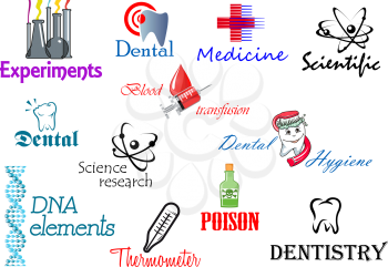 Scientifical and medical symbols set for design and concepts