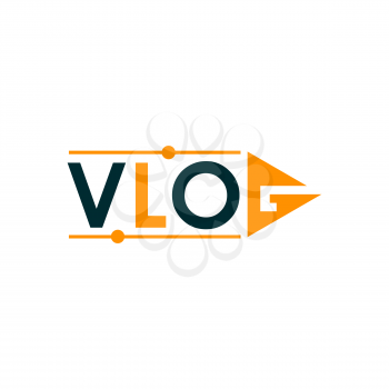 Vlog icon of tv broadcast, live stream and online video blog. Social media channel vector symbol with play button for blogger or vlogger video content, livestream podcast or internet television