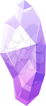 Crystal gem vector isolated precious stone. Purple pink crystal gemstone