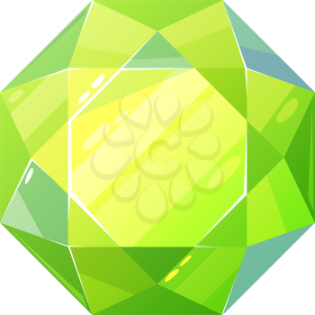 Peridot or chrysolite gem-quality olivine silicate mineral isolated. Vector emerald or diamond