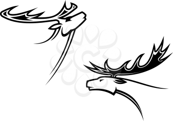 Wild deer mascots in tribal style for tattoo or another design