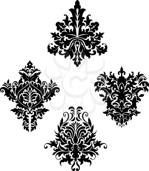 Damask vintage floral patterns isolated on white background for design and ornate