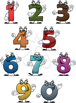 Cartoon funny numbers and digits set for education or another design