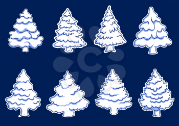 Set of new year pines for christmas holiday design