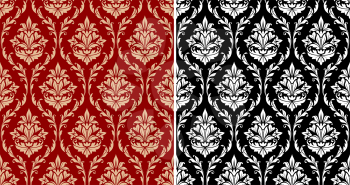 Damask seamless pattern background with decorative floral embellishments