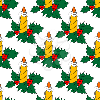 Christmas candle seamless patter background for holiday design