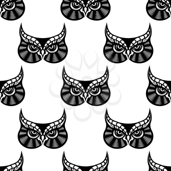Owl bird seamless pattern for any scary or halloween design