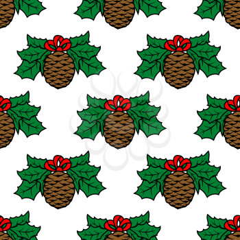 Fir cone seamless pattern background for holiday design